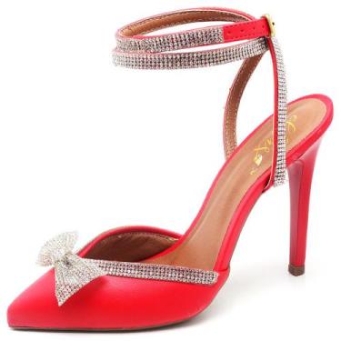 Imagem de Scarpin Salto Alto com Strass Napa Vermelho Ella's - Ellas Online, 37,