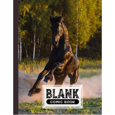 Imagem de Blank Comic Book: Premium Black Horse Cover Blank Comic Book, Create Your Own Story, Journal, Notebook, Sketchbook for Kids and Adults, 120 Pages - Size 8.5" x 11" Notebook by Hasan Ahrens