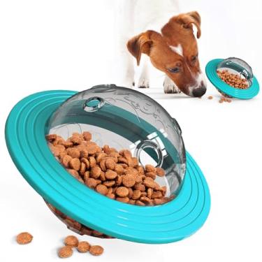 Imagem de MooGlamor Dispensador de guloseimas para cães, brinquedo interativo em forma de planeta, alimentador lento de 16,5 cm para cães brincando e treinando (azul)