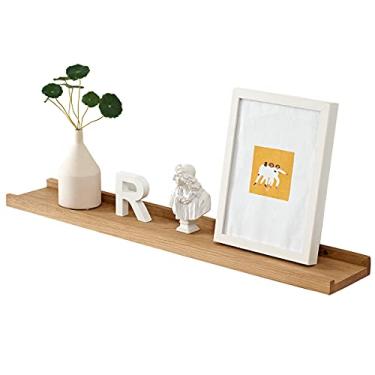 Imagem de Prateleira flutuante para parede de madeira de carvalho natural, prateleiras de parede com imagem de 91 cm para quarto, sala de estar, banheiro, cozinha, prateleiras de armazenamento (largura 15 cm)