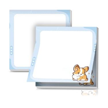 Imagem de LETRLYK Pacote com 2 notas adesivas 7,5 x 7,6 cm, forte poder de colagem, fácil de colocar para casa, escritório, 80 folhas/blocos, cachorrinho fofo