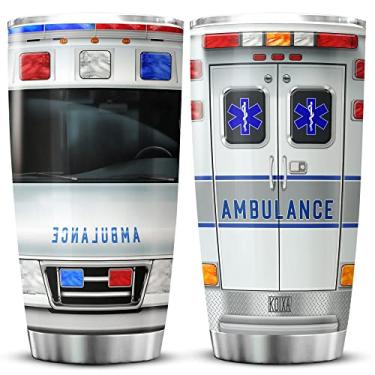Imagem de KOIXA Copo de Ambulância Copo de Café de Aço Inoxidável com Tampa 590 ml Presentes EMS Tema Médico para Caneca Isolada EMT Presentes Técnico Médico de Emergência Presentes para Colegas de Trabalho Mulheres