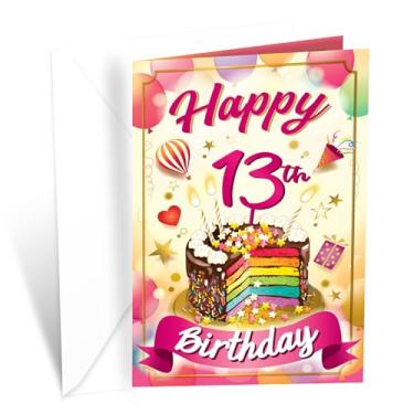 Imagem de Prime Greetings Cartão de aniversário de 13 anos, feito nos EUA, ecológico, cartolina grossa com envelope premium 12,7 cm x 19,7 cm, embalado em caixa de proteção