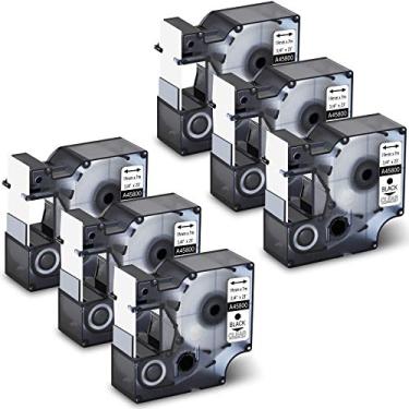 Imagem de GREENCYCLE Pacote com 6 fitas adesivas compatíveis com Dymo D1 Label Maker 45800 19 mm A45800 S0720820 preta em transparente 3/10.2 cm x 7.0 m para LabelManager 300 350 350D 360D 400 420P 450 450D