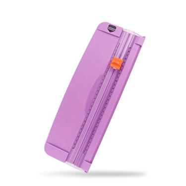 Imagem de ZEQUAN Cortador de papel pequeno roxo A4, cortador de papel portátil para etiqueta, origami, cartão, foto, cupom, scrapbook, cartolina, papel laminado e projeto de artesanato