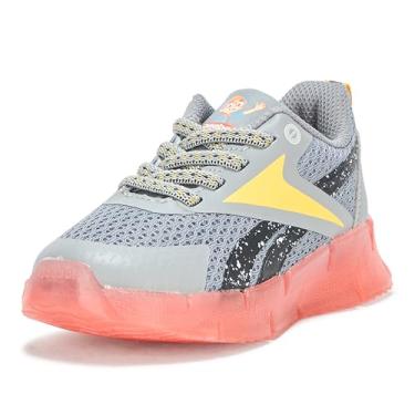 Imagem de Reebok Tênis infantil infantil de renda elástica Blippi Zig N' Glow, Cinza/laranja/amarelo, 17