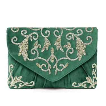 Imagem de Aheli Bolsas de mão de mão de presente para mulheres, casamento, feitas à mão, para noite, festa, nupcial, clutch, Verde 4, One Size