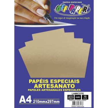 Imagem de Papel Laminado Lamicote A4 250G Ouro Pacote com 10 - OFF Paper