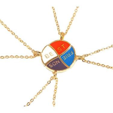 Imagem de Cordão Amizade Meus Amigos Best Friends Folheado 4 Pçs - Milena Folhea