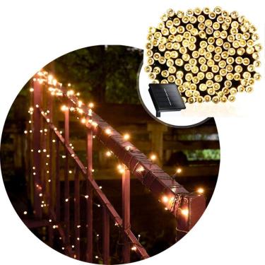 Imagem de Pisca Cordão 300 Lâmpadas LED Solar Amarelo De Natal De 30m