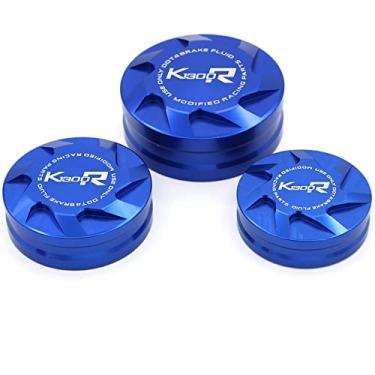 Imagem de crazy sport Tampa do reservatório de freio dianteiro traseiro para BMW K1300R K1300 R 2009-2012 Acessórios de tampa de fluido de cilindro de motocicleta de alumínio logotipo 2011 2010 (azul)