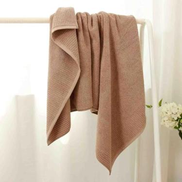 Imagem de JUSHZ Toalhas de banho toalhas de banho grandes toalhas para adultos toalha de banho para banheiro algodão penteado macio 500 g tecido adulto é respirável macio confortável (140 x 70 cm, marrom)