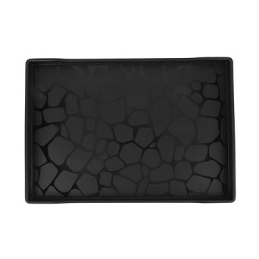 Imagem de Bandeja de Porção Plástica Retangular, Bandeja de Frutas Não Deslizam o Fundo Leve para Festas Uso Ao Ar Livre Organizar Itens Pequenos (BLACK)