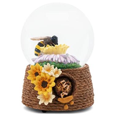 Imagem de Elanze Designs Honey Bee Hive 100 Mm Mesa Musical Glitter Globo De Neve Estatueta Play Tune You Are My Sunshine