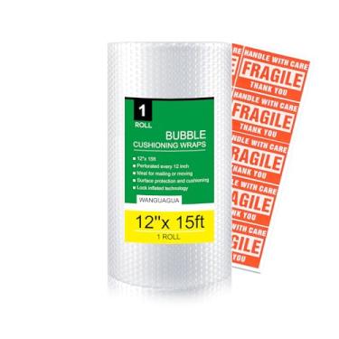 Imagem de wanguagua Envoltório De Embalagem De Bolhas Para Caixas De Mudança, Suprimentos De Amortecimento Mais Grossos, 12" X 15' Perfurado