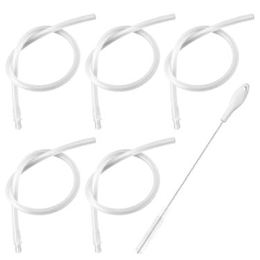 Imagem de 5 peças de mangueiras de tubos de leite de 36 cm para máquinas de café Jura HP3, bicos de espuma com 5 peças de conectores de tubo de leite 72249 e 1 escova de limpeza, acessórios de substituição