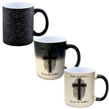 Imagem de Caneca Magica Porcelana Glitter Muda de Cor - 325ml - Frase Cruz Minha Indentidade Servo Do Senhor
