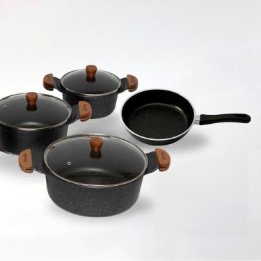 Imagem de Jogo Panelas Granito AM 18 20 24 e Frigideira 24cm Javali