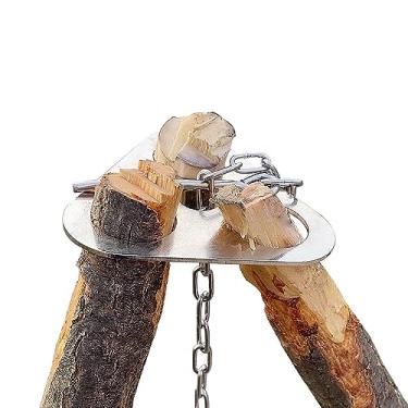 Imagem de Tábua de tripé de acampamento, transforme ramos em tripé de fogueira, placa de suporte de fogueira de aço inoxidável com corrente ajustável para pendurar panelas, equipamento de acampamento portátil (padrão)