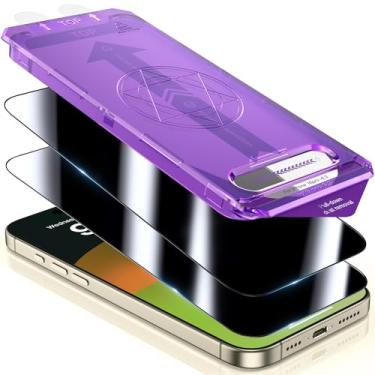 Imagem de UniqueMe Protetor de tela de privacidade para iPhone 16 Pro - [Kit de alinhamento automático] Protetor de tela 16 Pro Vidro temperado [Armadura de privacidade invisível] Cobertura total 3D tela 9H 16