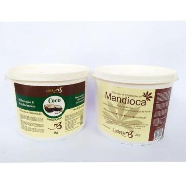 Imagem de Balde Hidrataçao 2kg Coco + Hidrataçao 2kg Mandioca e Queratina Lady L