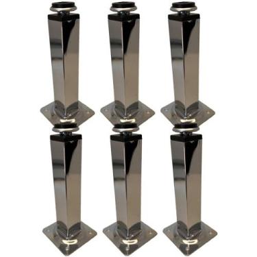 Imagem de Kit 06 Pés Metal Cromado Regulável Quadrado 15 cm Para Armário M03 Bal