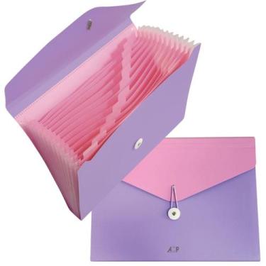 Imagem de Pasta Sanfonada Plastica A4 12 Divisorias Candy Rosa ACP