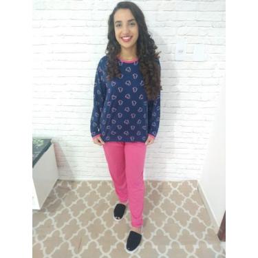 Imagem de Pijama Feminino Inverno Blusa manga longa e Calça Roupa de Dormir Conf
