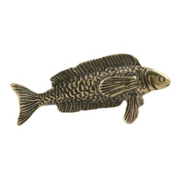 Imagem de WeiLaiKeQi Escultura de peixes de cobre Figura Figura Decoração Art Craft Fish Feliz Tea Pet para Estudo de Escritório de Prateleira de Desktop para a