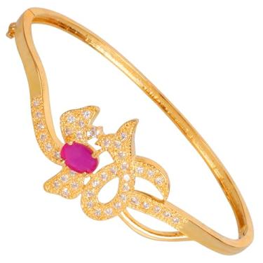 Imagem de Touchstone Impressão indiana Bollywood atraente princesa escolha zircônia cúbica CZs designer joias articuladas pulseira em tom dourado ou branco para mulheres., Sem pedras preciosas