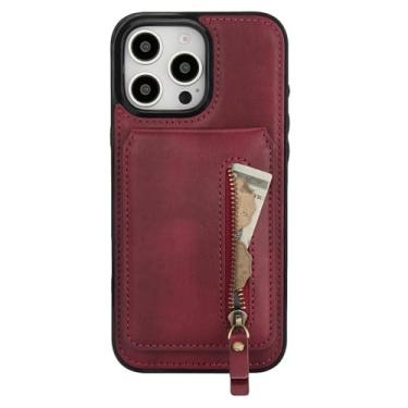 Imagem de HJZSZX Para Samsung A54 (5G) Carregamento sem fio magnético Couro Zip Wallet Card Phone Case (Para Samsung A54 (5G)/Vermelho)