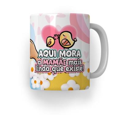 Imagem de Mamãe Caneca Personalizada Dia das Mães Presente Lindo Amor (Amarelo/Rosa)
