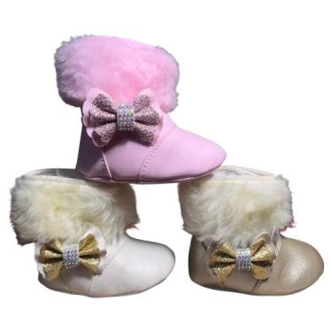 Imagem de Kit 3 Pares Bota Botinha Felpuda Feminina Para Bebê - Babys Shoes, Ros