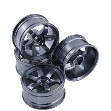 Imagem de Chanjorlin 1/10 RC On Road Drift Wheels Rims Hex 12mm Alloy Aluminum Rally Racing Hubs for 1:10 Scale Touring Street Car Tires Tyres Tamiya TT01 TT02 A959 PTG2 HPI KYOSHO HSP XV02 XV01 4PCS (Titanium)