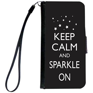 Imagem de Rikki Knight Keep Calm and Sparkle On Yellow Color Flip Wallet iPhone Case com aba magnética para Apple iPhone 5c