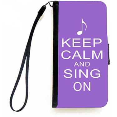 Imagem de Rikki Knight Capa carteira flip Keep Calm and Sing On violeta com aba magnética para Apple iPhone 5c