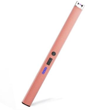 Imagem de AJIJING Isqueiro de vela, isqueiro elétrico à prova de vento com trava de segurança, USB tipo C, isqueiro recarregável com visor de LED, isqueiros para festivais de acampamento de vela e churrasco