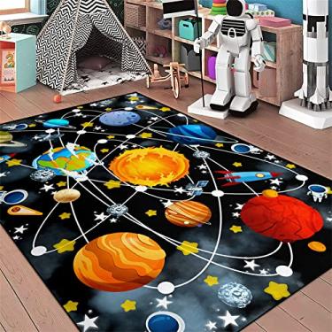 Imagem de Tapetes de área do planeta do universo tapetes do espaço sideral para meninos quarto sofá educativo tapete de chão galáxia tema do sistema solar tapetes para interior e exterior tapetes de poliéster de cristal grandes, 1,22 m × 1,8 m