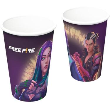 Imagem de Copo Papel 200Ml Free Fire Gamer - Embalagem com 8 unidades.