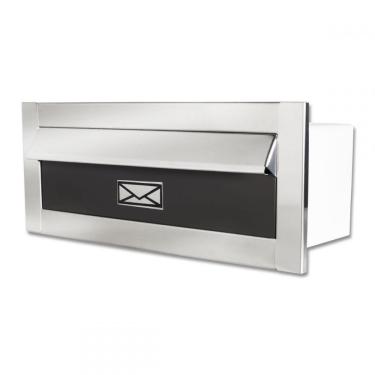 Imagem de Caixa De Correio Carta E Revista Frente Em Inox Escovado Com Tarja Marrom