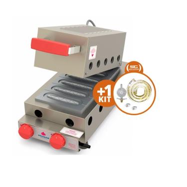 Imagem de Kit - Prensa A Gás Crepes Suiço 6 Cavidades Prk-60g + Kit Gás - Progás