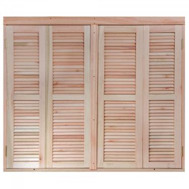 Imagem de Janela com Veneziana Pantográfica e Caixilhos para Vidros Lisos de Correr 120x140cm Natural