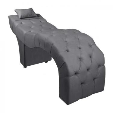 Imagem de Maca Estofada Para Clínica De Estética Facial Com Capitonê Andressa Suede Cinza Speciale Home Cinza