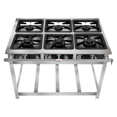 Imagem de Fogão Serv Kenok 6 Bocas 3 Duplas Baixa Pressão Fbse6b.841