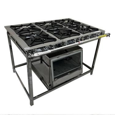 Imagem de Fogão Industrial 6 Bocas Com Forno Inox Baixa Pressão Trabor Kenok