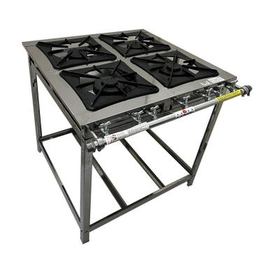 Imagem de Fogão Industrial 4 Bocas Inox Baixa Pressão Trabor Kenok