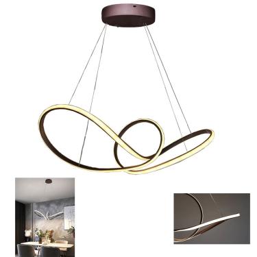 Imagem de Lustre Pendente Arco Infinito 3 Em 1 Aneis Led 49w Luminaria Luxo Teto Sala De Jantar