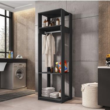 Imagem de Módulo Para Closet 1 Cabideiro 3 Prateleiras Titan Espresso Móveis Preto