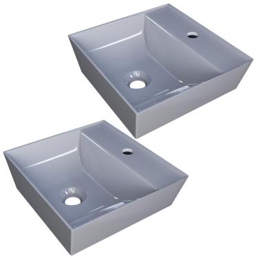 Imagem de Kit 02 Cubas De Apoio Angular Quadrada Lavabo Volcano C01 Aq33w Cinza - Lyam