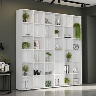 Imagem de Kit Estante Para Livros Com 12 Nichos 221cm X 222cm Caracol Branco